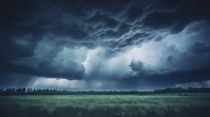 Schilderijen op glas Ominous Storm Clouds Gathering: Climate Change Impacts Captured with Canon RF 50mm f/1.2L USM © Nazia