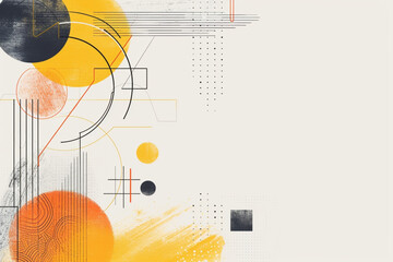 a minimalistic geometric line drawing background with plain white background and financial elemtens , and yellow black and orange around the edges