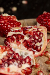 red ripe pomegranate with red grains