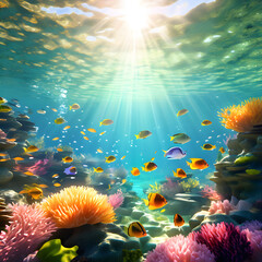 Fototapeta na wymiar coral reef and fish, ocean,ocean, sea, water, aquarium, ocean fishes