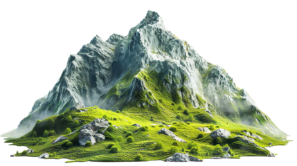 green mountain, isolated on white background PNG