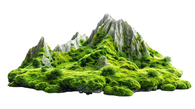 green mountain, isolated on white background PNG