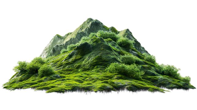 green mountain, isolated on white background PNG
