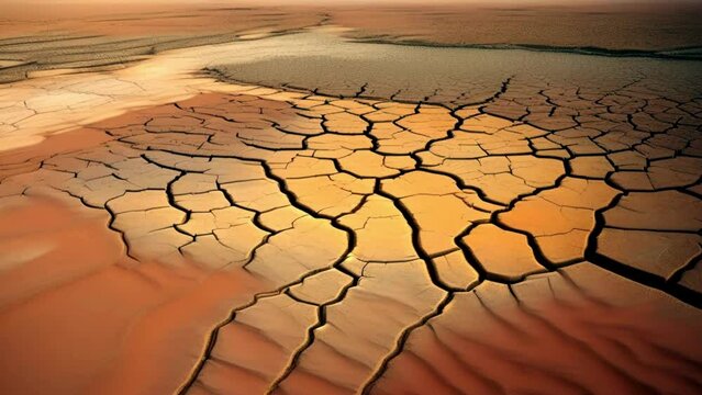 Abstract of Parched earth fractured into polygons stretches endlessly under a relentless sun ️