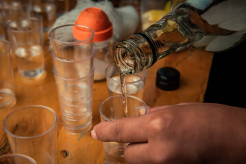 Tequila Shots with Lime and Salt. toast with tequila