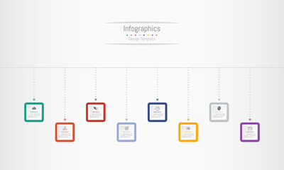 Infographic 8 options design elements for your business data. Vector Illustration.