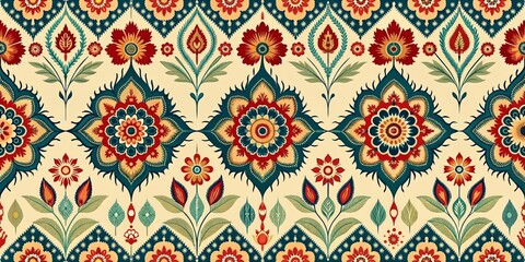 Floral seamless background geometric ethnic orient carpet-like illustration