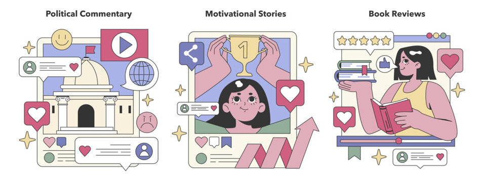 Influential Voices set. Flat vector illustration