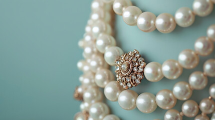 A nod to vintage glamour with a trio of pearl necklaces in varying sizes and adorned with antiqueinspired pendants.