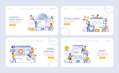 Internet mass media concept. Flat vector illustration.