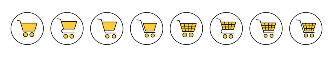 Shopping icon set vector. Shopping cart sign and symbol. Trolley icon