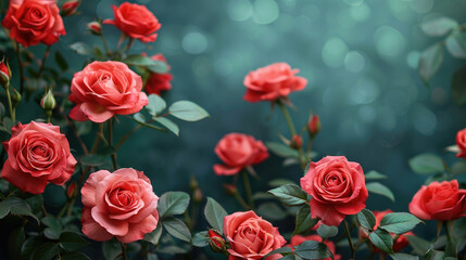 Obraz premium advertising space with blooming flower roses background 