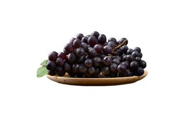 Red grape on wooden plate, Healthy fruit