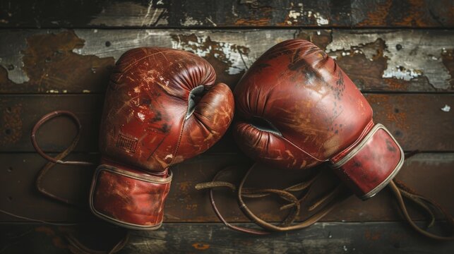 Boxing gloves on dark vintage background