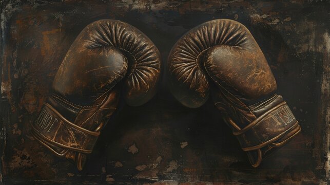 Boxing gloves on dark vintage background