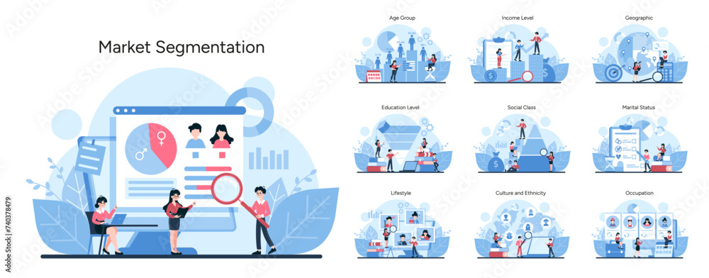 Aufkleber detailed visual guide to categorizing audiences by demographics and behavior