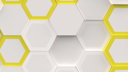 Animation of hexagonal 4k grid wall with shadows motion loop