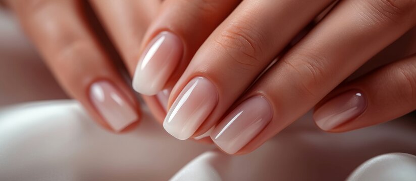 Elegant woman's hands with a beautiful manicure holding flowers and jewels, feminine elegance and luxury concept