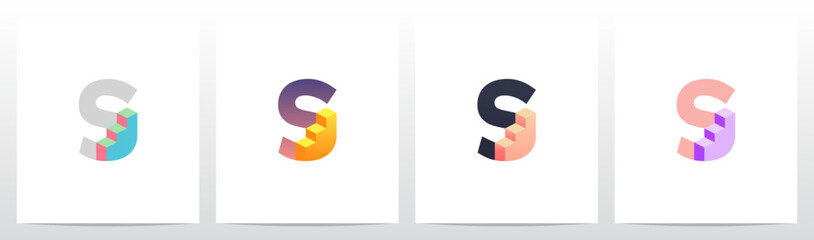 Bar Chart Graph Inside Initial Letter Logo Design S