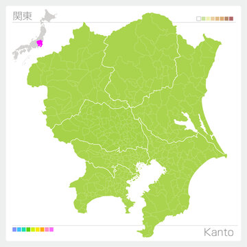 関東の地図・Kanto（グリーン）