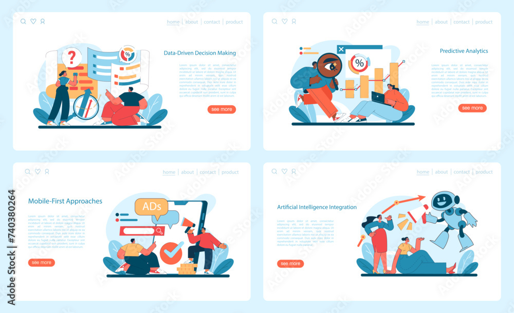 Poster tech innovations set. empowering data-driven decisions