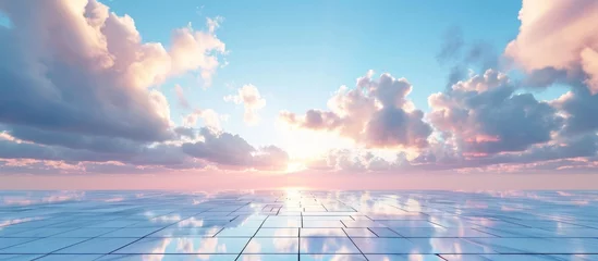Foto op Plexiglas The suns rays are peeking through the cumulus clouds above the ocean, creating a mesmerizing natural landscape in this ecoregion © TheWaterMeloonProjec