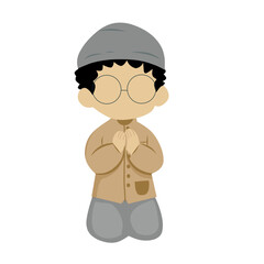 Little Boy wear Glasses Praying