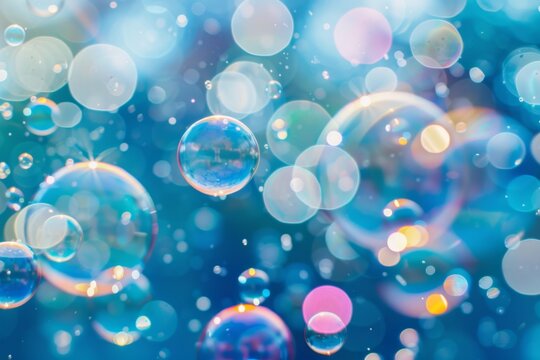 Soap bubbles with rainbow highlights
