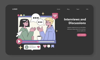 Interviews and Discussions concept. Flat vector illustration.