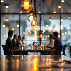 Blur office meeting blurred background with business people working group in boardroom discussion, executive seminar or professional training in enterprise