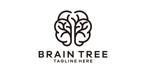 logo design combination of brain with tree, logo design template symbol idea.