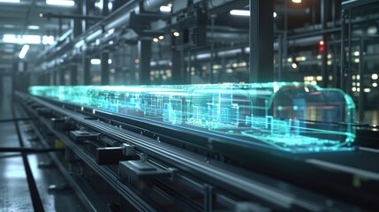 The holographic display of a production line shows the realtime status of every IoTconnected machine and allows for remote adjustments