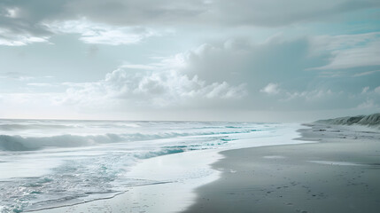 Fototapeta na wymiar White sand beach and light blue sea, calm sea