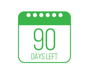 90 days left vector. Days countdown design. Calendar page with remaining time