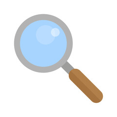 a magnifying glass with a wooden handle on a white background