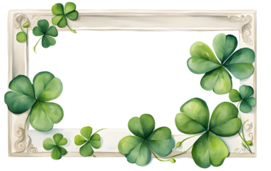 Watercolor rectangular clover shamrock frame illustration element for St Patrick's day decoration graphic design