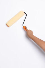 Decorator's hand painting wall with roller