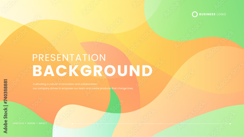 Poster yellow green and orange vector abstract simple background with wave and liquid shapes. presentation 