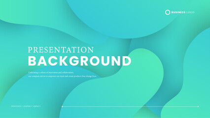 Green vector simple background with abstract waves and liquid shapes. Presentation background template