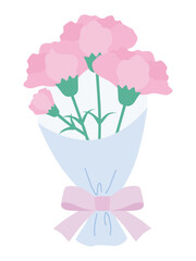 母の日のカーネーションの花束のベクターイラスト