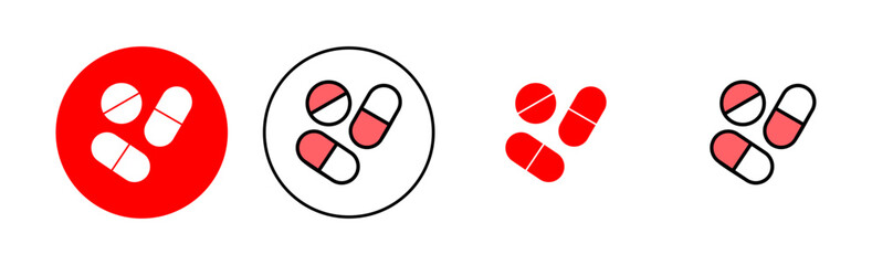 Pills icon set illustration. capsule icon. Drug sign and symbol