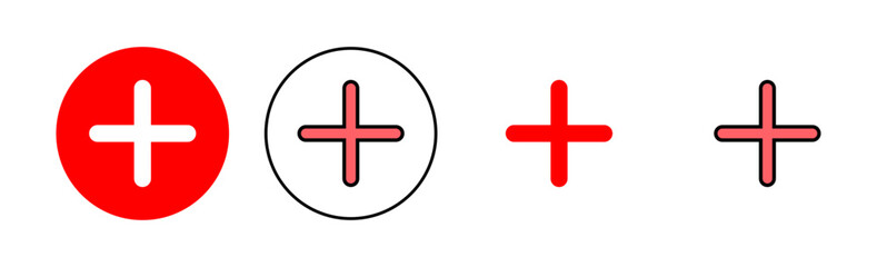 Plus Icon set illustration. Add plus sign and symbol