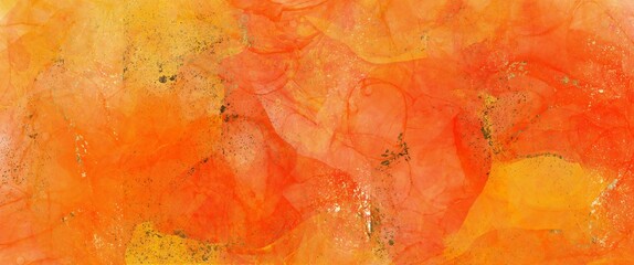 抽象的な赤とオレンジと金色のインクアート