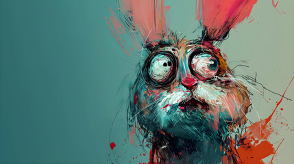 funny rabbit character - obrazy, fototapety, plakaty