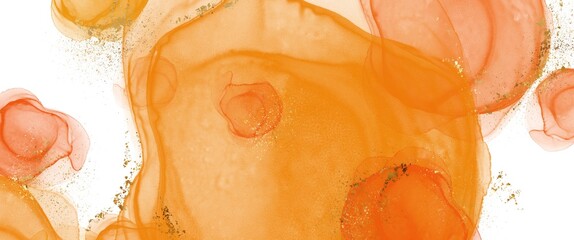 Obraz na płótnie Canvas 抽象的な赤とオレンジと金色のインクアート