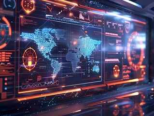 Futuristic 8k 3d World Map Data Visualization