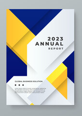 Yellow blue and white vector abstract corporate business annual report with modern and simple style. Brochure flyer poster business template