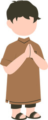 Muslim kid greeting Illustration, Eid Al fitr clipart 
