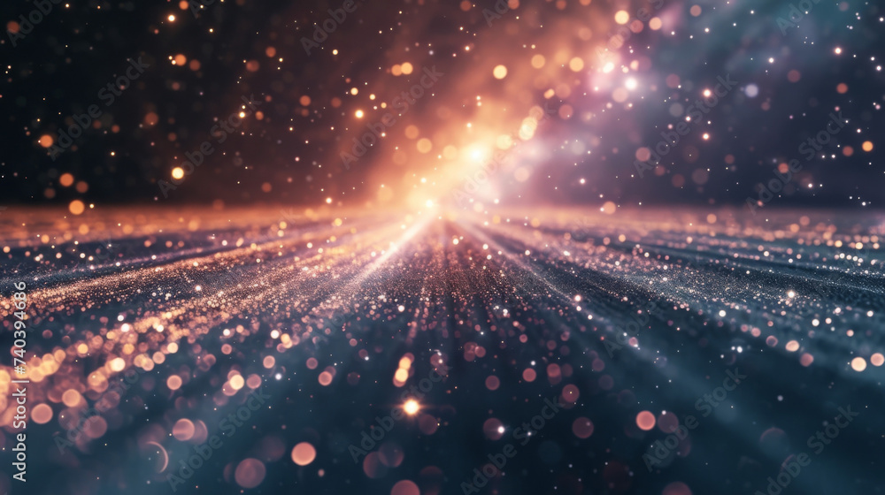 Poster a cosmic highway of tiny particles traveling through the vastness of space in a neverending journey.