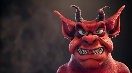 funny 3D devil character - obrazy, fototapety, plakaty